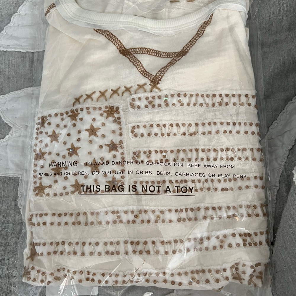 Double D Ranch Long Sleeve Beaded USA Flag Shirt